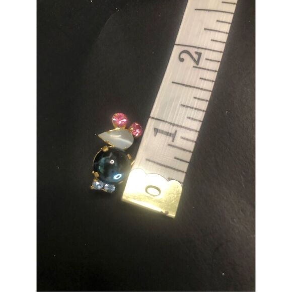 vintage jelly belly rhinestone mouse brooch pin pink blue made in austria 1 inch - Picture 5 of 7